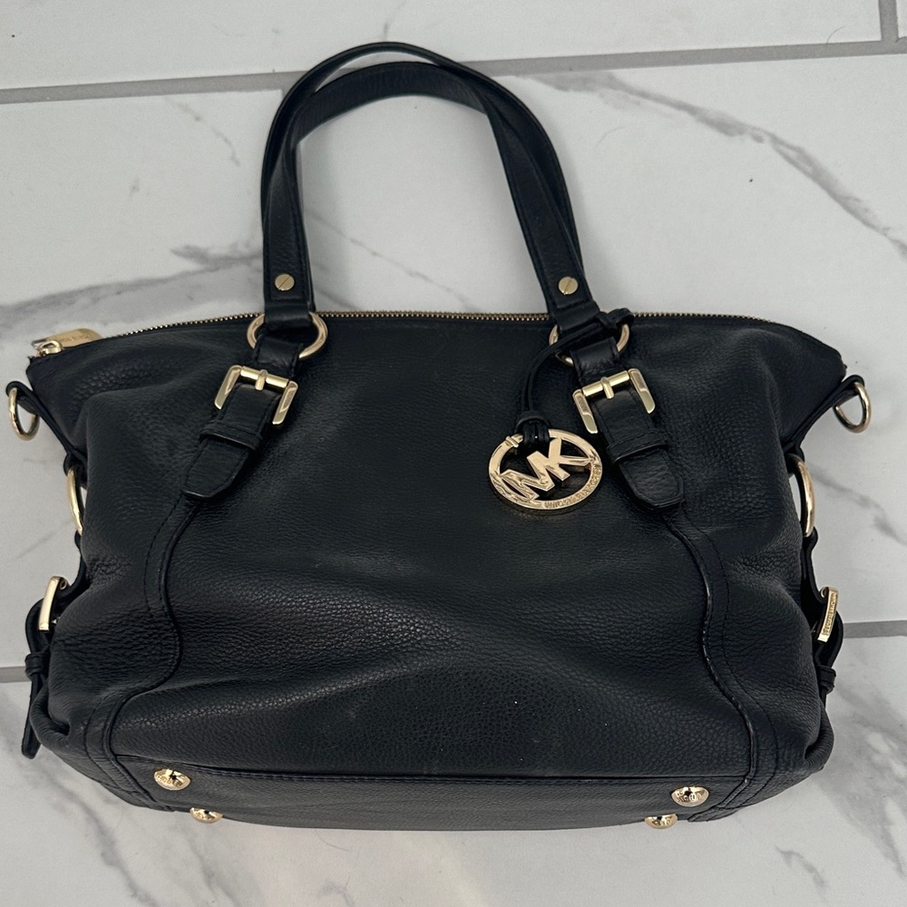 Michael Kors Black Satchel with Gold Accents